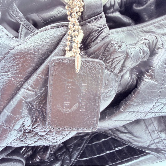 Bolzano Fiore Huge Black Leather Satchel Women's Bag - Picture 11 of 14